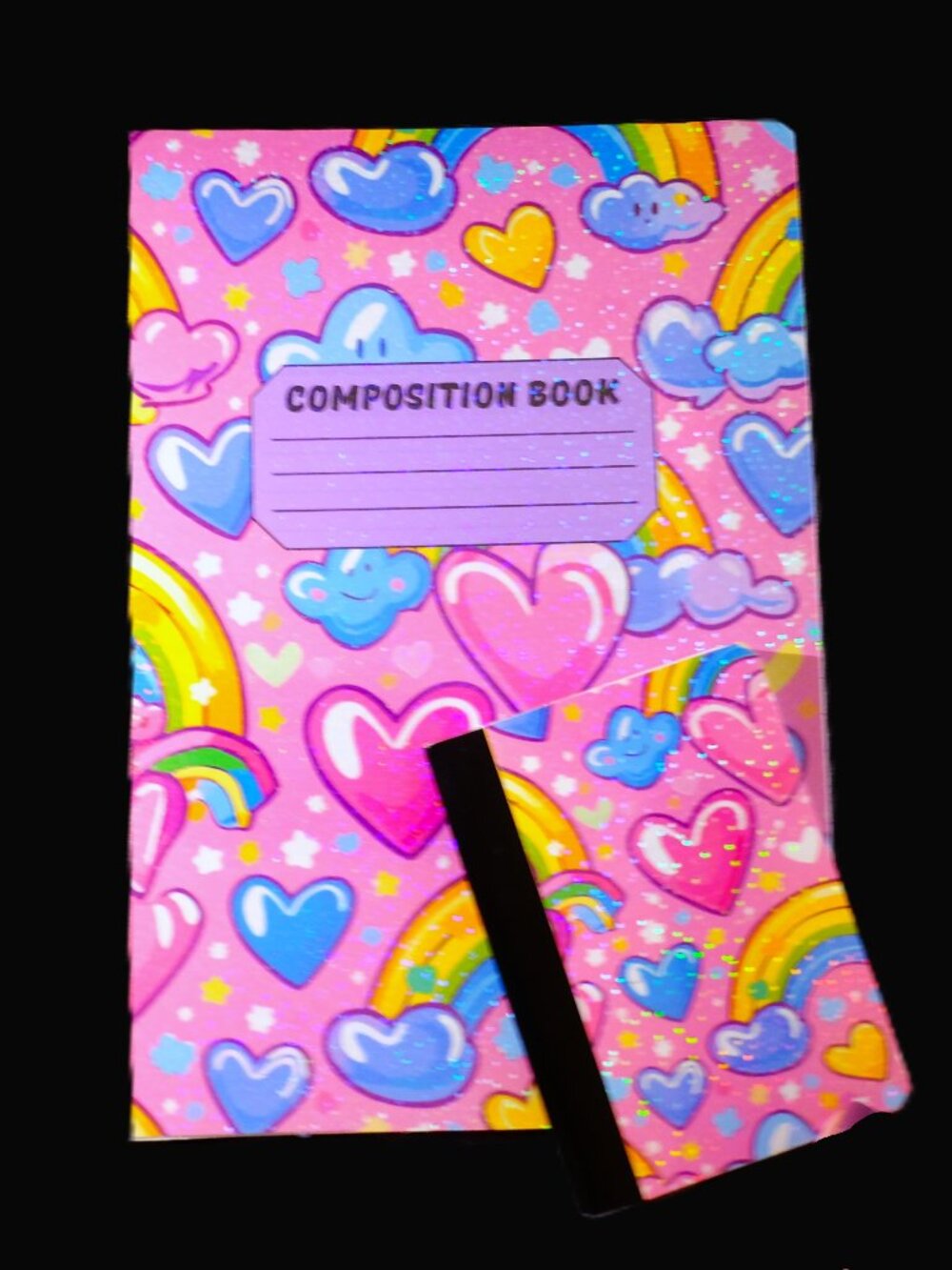 Custom Composition Book & Mini Notebook, Handmade, school, Rainbows & Hearts